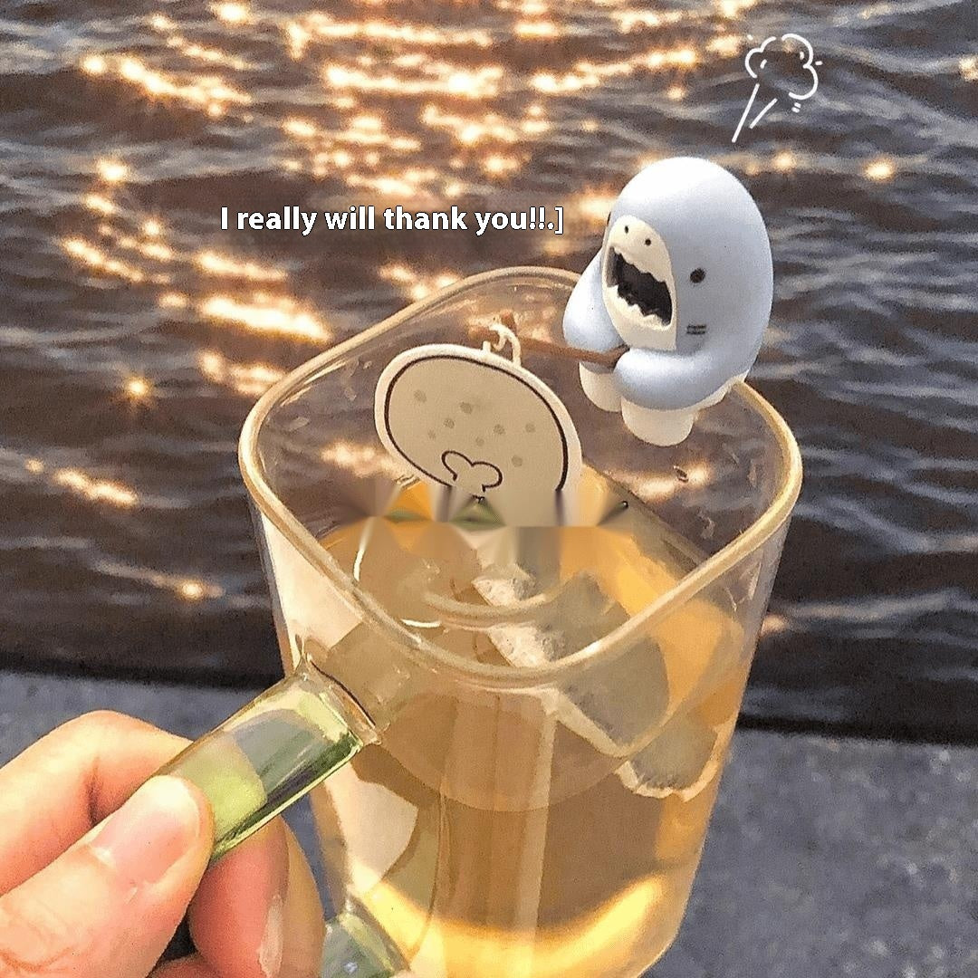 Shark Fishing Tea Infuser Pet Cup Edge Hanging Cartoon Animals Shape Ins Style Home Decor Multifunctional Tea Accessories Tools